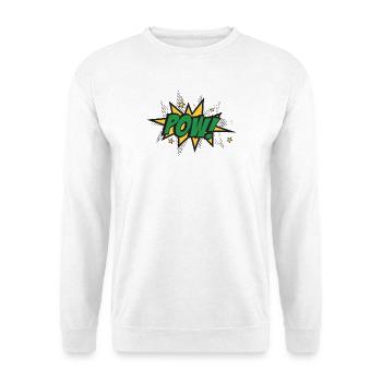 Pow Burst Pop Art - Unisex Pullover - Weiß - Vorne - Alina (178cm) & Michal (187cm)
