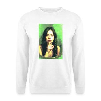 pssst III - Unisex Pullover - Weiß - Vorne - Alina (178cm) & Michal (187cm)