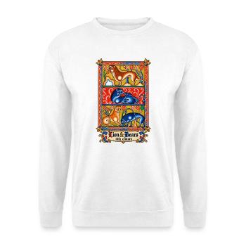 Löwe & Bären (13. Jahrhundert) - Unisex Pullover - Weiß - Vorne - Alina (178cm) & Michal (187cm)