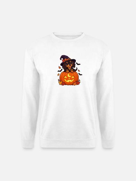Halloween Hund im Kürbiskopf - Unisex Pullover - Weiß