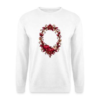 Herbstlicher Kürbis Kranz - Unisex Pullover - Weiß - Vorne - Alina (178cm) & Michal (187cm)