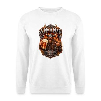 Viking Bierhelden Feuerbanner - Unisex Pullover - Weiß - Vorne - Alina (178cm) & Michal (187cm)
