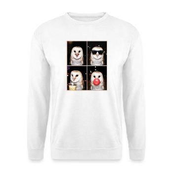 Schleiereulen Schleiereule - Unisex Pullover - Weiß - Vorne - Alina (178cm) & Michal (187cm)