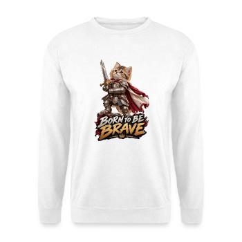 Knight Kitten – Geboren Tapfer - Unisex Pullover - Weiß - Vorne - Alina (178cm) & Michal (187cm)