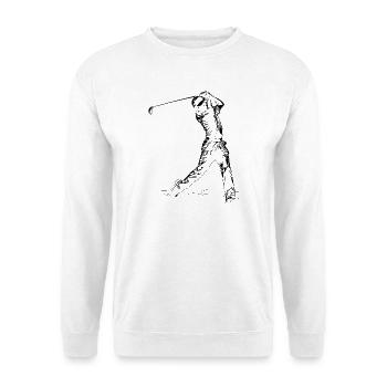 Golfliebhaber Zeichnung - Unisex Pullover - Weiß - Vorne - Alina (178cm) & Michal (187cm)