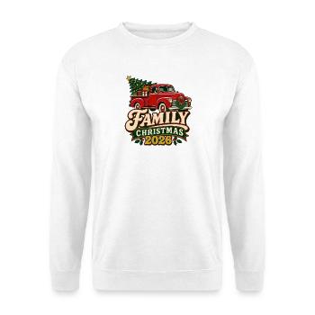 Familien-Weihnachts-2026 Vintage-Truck - Unisex Pullover - Weiß - Vorne - Alina (178cm) & Michal (187cm)