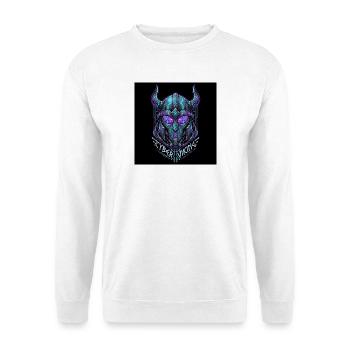 Cyberpunk Viking Helm - Unisex Pullover - Weiß - Vorne - Alina (178cm) & Michal (187cm)