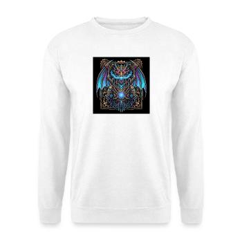 Mechanical Steampunk Dragon - Unisex Pullover - Weiß - Vorne - Alina (178cm) & Michal (187cm)