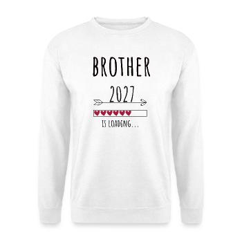Pregnancy Announcement – Bruder 2027 Geschenk - Unisex Pullover - Weiß - Vorne - Alina (178cm) & Michal (187cm)