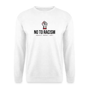 Nein zu Rassismus! *Gehetzte Faust* - Unisex Pullover - Weiß - Vorne - Alina (178cm) & Michal (187cm)