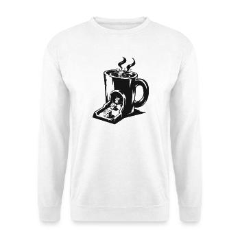 Kaffeewürfelturm - Unisex Pullover - Weiß - Vorne - Alina (178cm) & Michal (187cm)