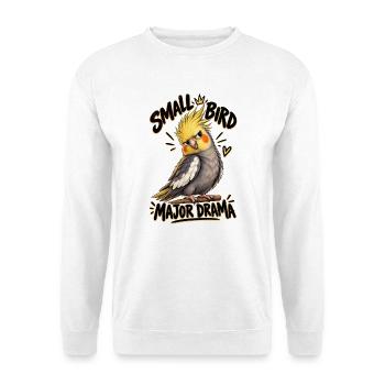 Lustiger Nymphensittich Spruch  - Unisex Pullover - Weiß - Vorne - Alina (178cm) & Michal (187cm)
