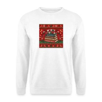 Merry Bookmas - Unisex Pullover - Weiß - Vorne - Alina (178cm) & Michal (187cm)