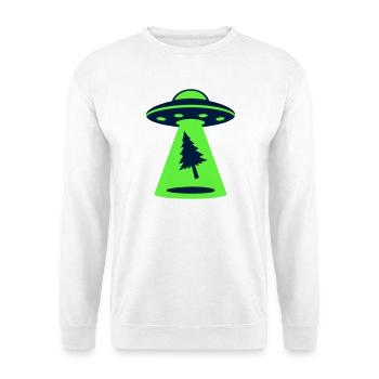 Ufo Entfuehrung Wald Logo - Unisex Pullover - Weiß - Vorne - Alina (178cm) & Michal (187cm)