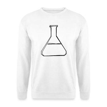 Laborkolben handgezeichnet - Unisex Pullover - Weiß - Vorne - Alina (178cm) & Michal (187cm)