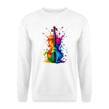 Bunte Violine Regenbogen Geige Musik Farbspritzer - Unisex Pullover - Weiß - Vorne - Alina (178cm) & Michal (187cm)