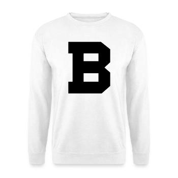 B - Unisex Pullover - Weiß - Vorne - Alina (178cm) & Michal (187cm)