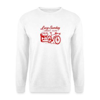 Lazy Sunday Gravel Club Emblem - Unisex Pullover - Weiß - Vorne - Alina (178cm) & Michal (187cm)