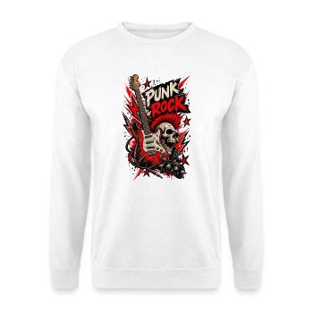 Punkrock-Totenkopf und Gitarre - Unisex Pullover - Weiß - Vorne - Alina (178cm) & Michal (187cm)