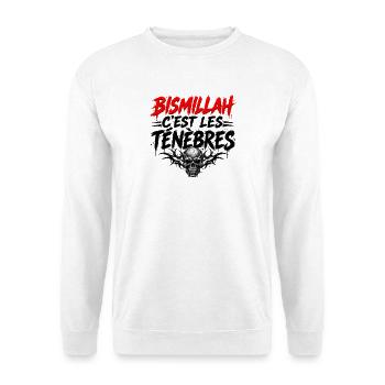 Bismillah c'est les ténèbres noir - Unisex Pullover - Weiß - Vorne - Alina (178cm) & Michal (187cm)
