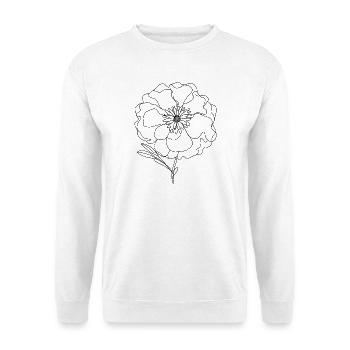 Pfingstrosenzeichnungsskizze - Unisex Pullover - Weiß - Vorne - Alina (178cm) & Michal (187cm)