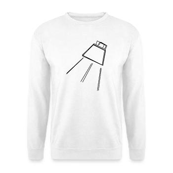 Scheinwerfer handgezeichnet - Unisex Pullover - Weiß - Vorne - Alina (178cm) & Michal (187cm)