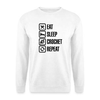 Eat Sleep Crochet Repeat - Sweat-shirt Unisexe - blanc - Devant