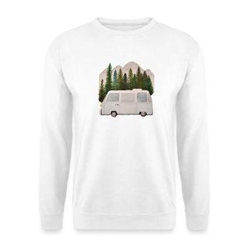 Camper Campingbus vor Bergen - Unisex Pullover - Weiß - Vorne