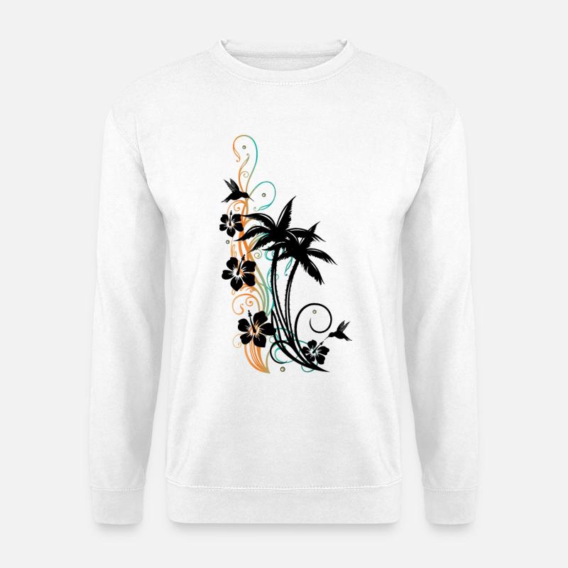 Palmen Hibiskus Kolibri - Unisex Pullover - Weiß