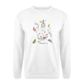 Herbst in Glühbirne und schöner Spruch - Unisex Pullover - Weiß - Vorne