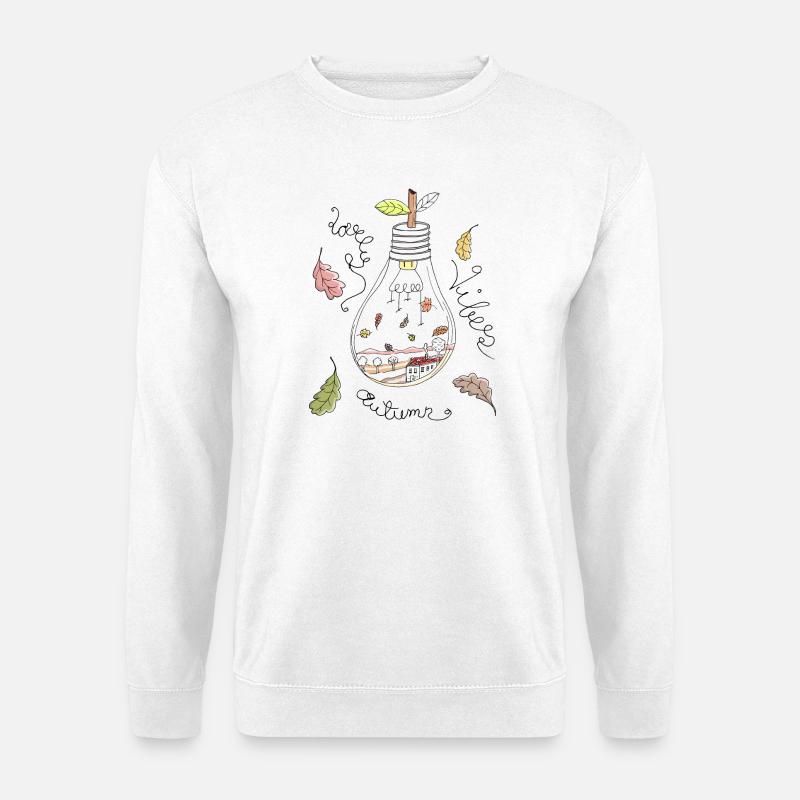 Herbst in Glühbirne und schöner Spruch - Unisex Pullover - Weiß