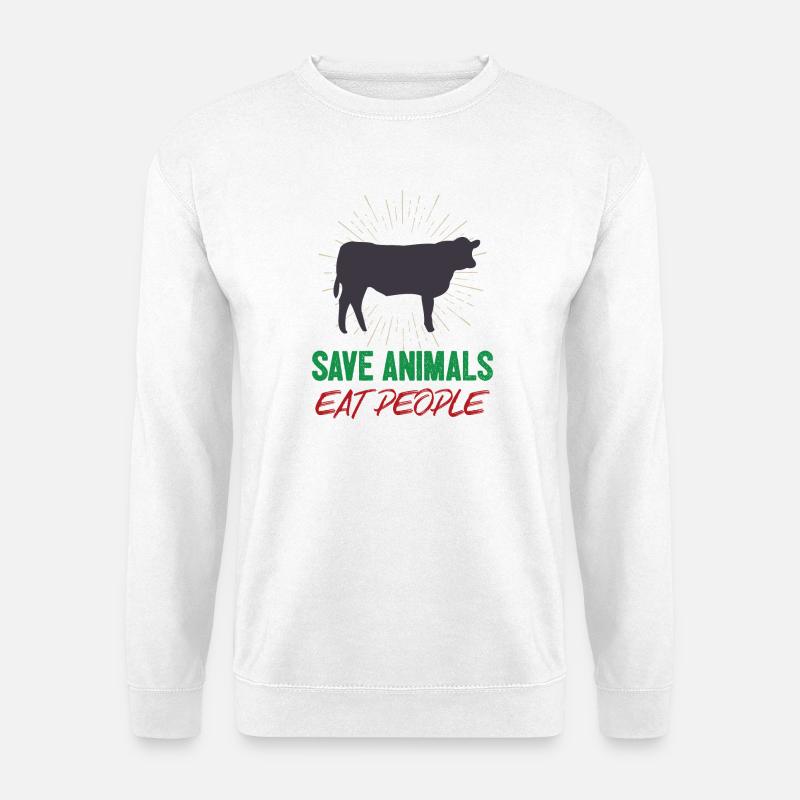 Tiere retten Menschen essen - Unisex Pullover - Weiß