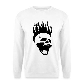 Crâne hurlant enflammé (noir) - Sweat-shirt Unisexe - blanc - Devant