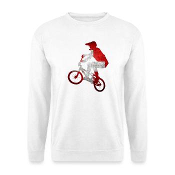 Silhouette de cycliste VTT vieilli - Sweat-shirt Unisexe - blanc - Devant