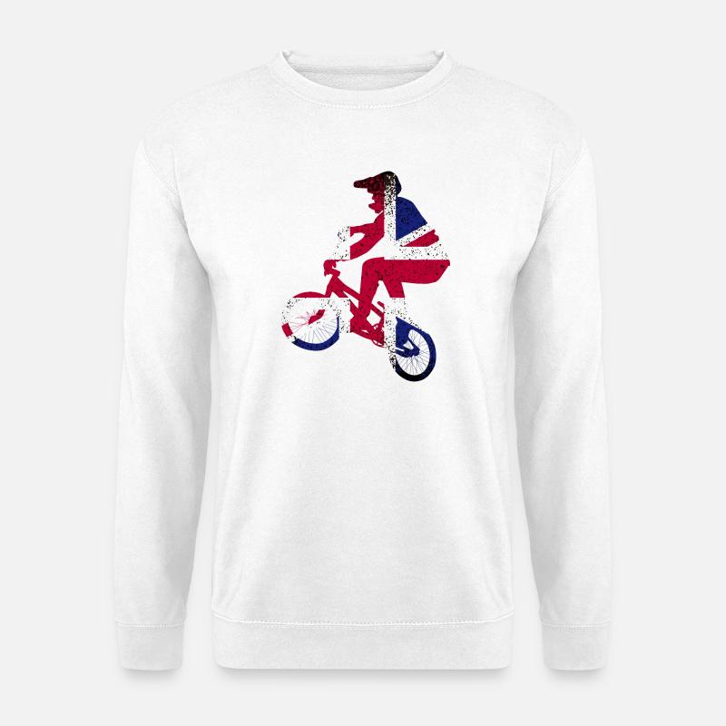 Union Jack Radfahrer-Silhouette - Unisex Pullover - Weiß
