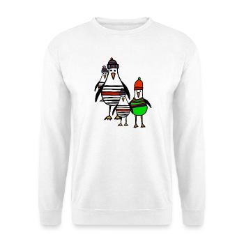 Streifige Pinguine im Winter - Unisex Pullover - Weiß - Vorne