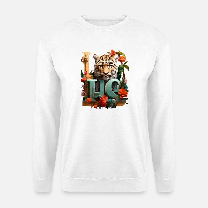 Tiger und Blumen Liebe - Unisex Pullover - Weiß
