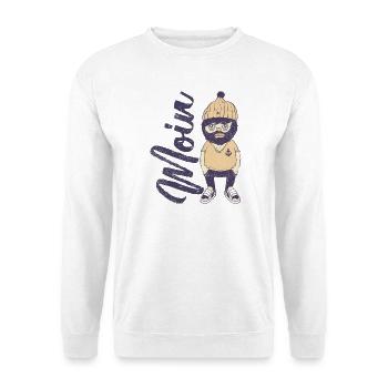 Moin Seemann Kapitän Bremen Hamburg Humor - Unisex Pullover - Weiß - Vorne - Alina (178cm) & Michal (187cm)