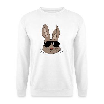 Hase mit Sonnenbrille Herznase - Unisex Pullover - Weiß - Vorne