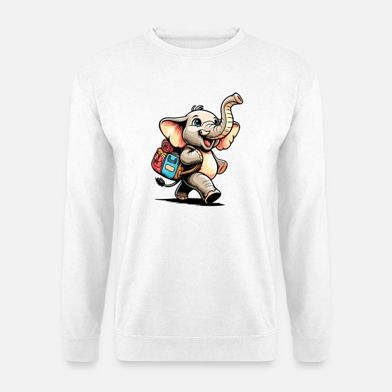 Tiny Trekker : Le Jolly Elephant - Sweat-shirt Unisexe - blanc