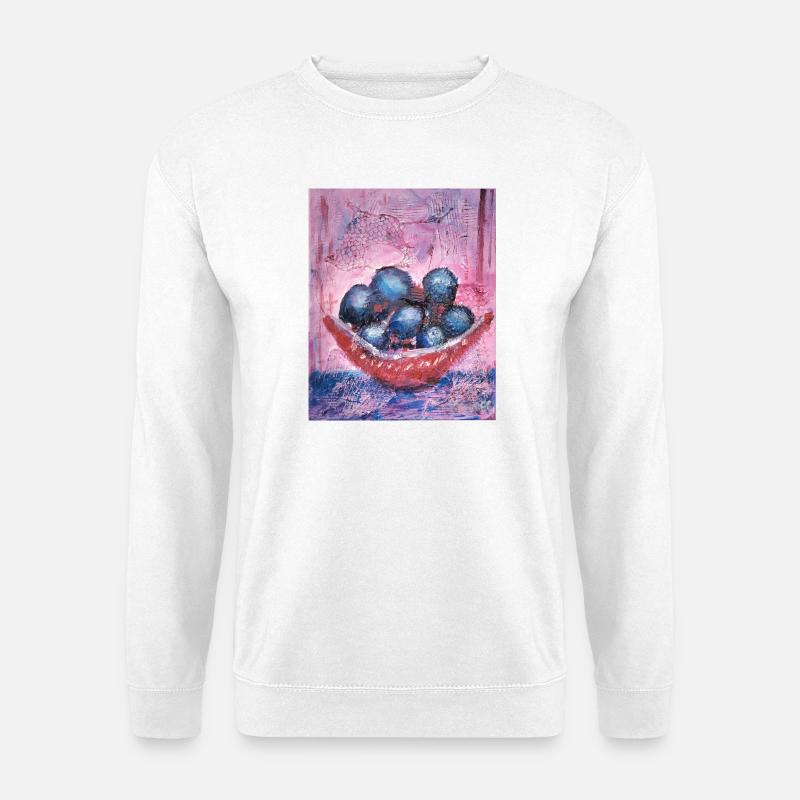 Blueberrys auf Pastellhintergrund - Unisex Pullover - Weiß
