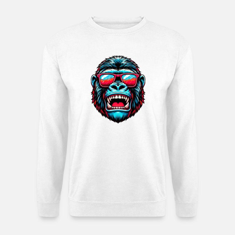 Gorillas mit Sonnenbrille - Unisex Pullover - Weiß
