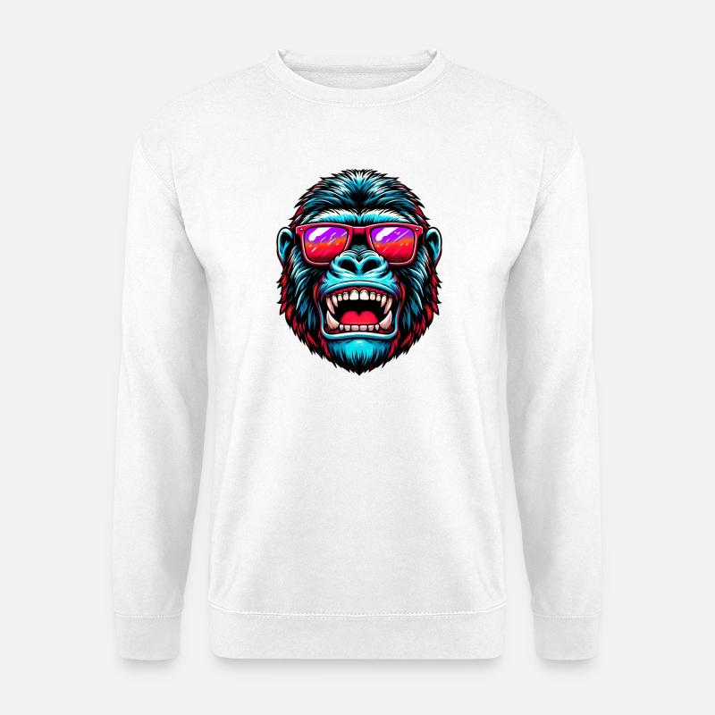 Gorillas mit Sonnenbrille - Unisex Pullover - Weiß