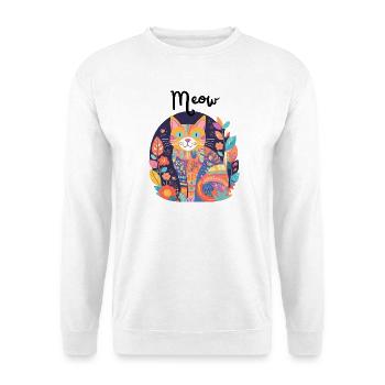 Bunte Katzen-Patchwork-Anthologie - Unisex Pullover - Weiß - Vorne