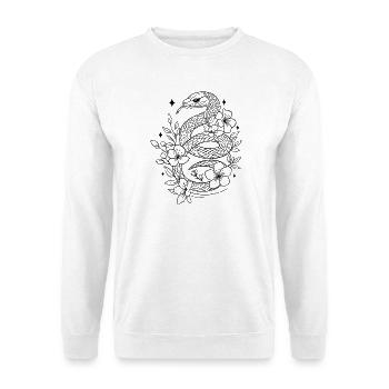 Schlange mit Kirschblüten zum selber Ausmalen - Unisex Pullover - Weiß - Vorne