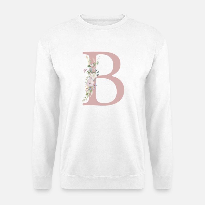 B Monogram, Floral, Personalizable - Unisex Sweatshirt - white