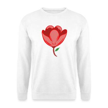 Rote Blume - Unisex Pullover - Weiß - Vorne - Alina (178cm) & Michal (187cm)