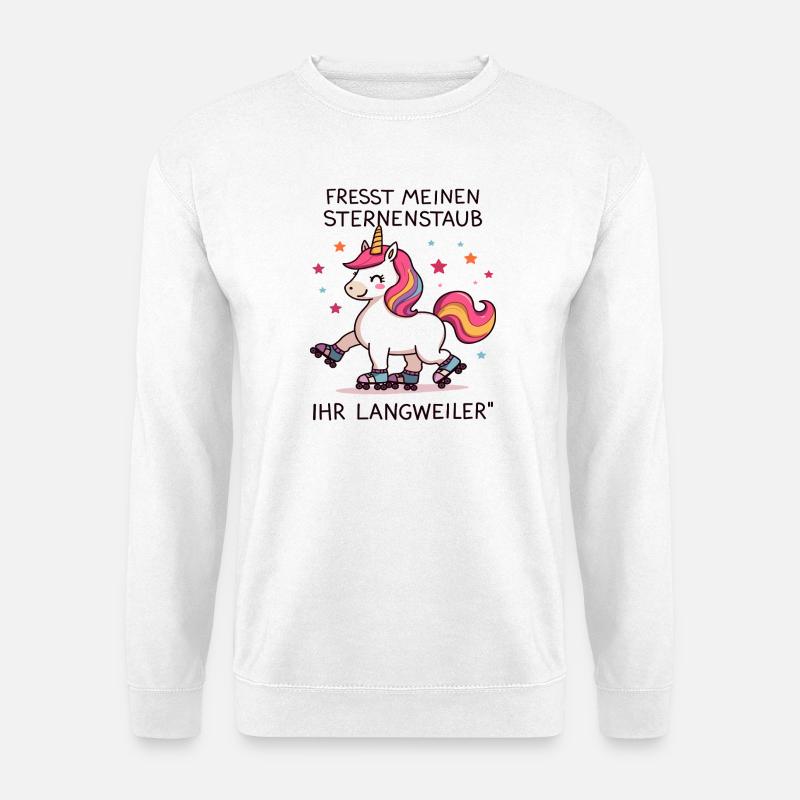 Rollschuh Einhorn - Unisex Pullover - Weiß