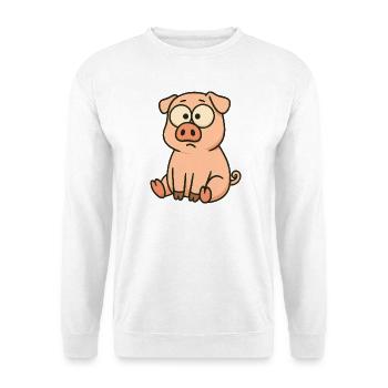 Süßes Cartoon Schwein lustig verwirrt Clumsy - Unisex Pullover - Weiß - Vorne