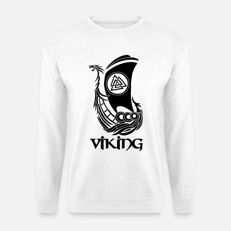Schwarzes Wikingerschiff - Unisex Pullover - Weiß